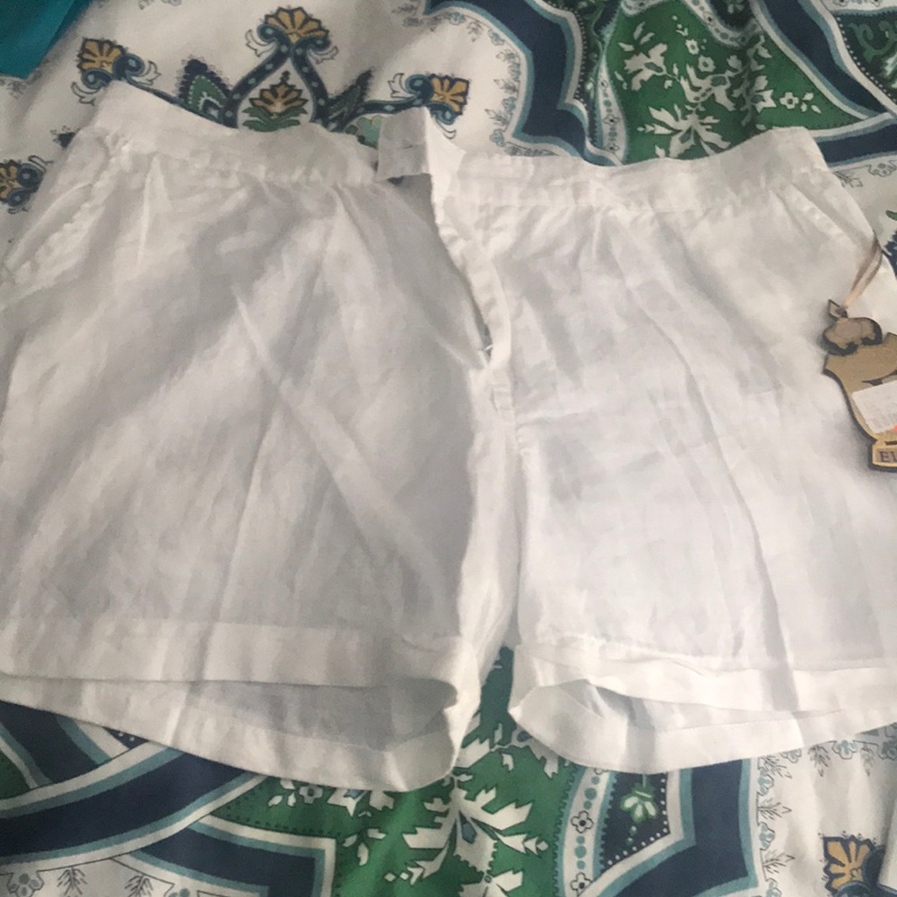 White linen shorts